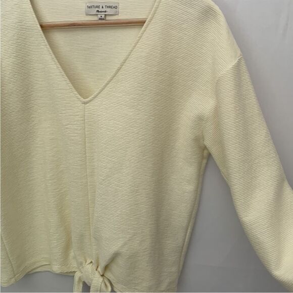 Madewell Texture and Thread Tie Front Ribbed Top Cream Size XS K4775 - Picture 5 of 9